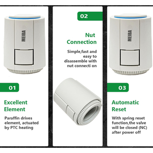 صمام تدفئة أرضية فندقي حديث عالي الجودة معتمد من CE، مشغل حراري كهربائي، مشعب NC/NO، 24 فولت تيار متردد، 220 فولت، مستشعر شمعي - Product Image 2