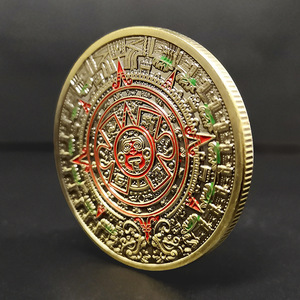 Monedas Conmemorativas Personalizadas de Aleación de Zinc, Moneda Conmemorativa <span class=keywords><strong>Maya</strong></span> Mexicana, Monedas y Medallas Conmemorativas de Dragón Azteca Lacado - Product Image 3