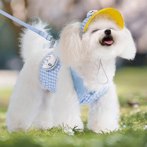 Set tali kekang anjing dengan topi, kekang hewan peliharaan untuk anjing kucing lembut bernapas tali kekang luar ruangan berjalan anjing perlengkapan hewan peliharaan - Product Image 2