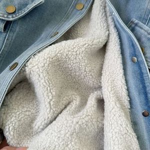 Cappotto Invernale 2025 per Bambine, Imbottito in <span class=keywords><strong>Pelliccia</strong></span> e Lana, Giacca in Denim con Colletto Rovesciato - Product Image 6