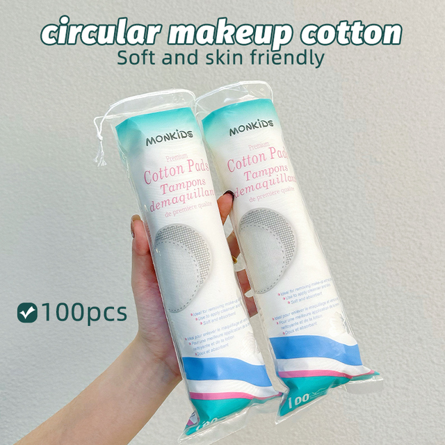 100pcs/Pack Round Makeup Cotton Soft and Skin Friendly for Facial Cleaning and Makeup Removal Portable Sealed Makeup Cotton