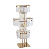 Nouveau support de fleurs en fer plaqué or exclusif transfrontalier avec cristaux pour allée de mariage, centre de table et toile de fond de scène