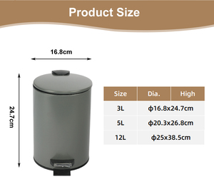 Nhà Sản Xuất Hộ Gia Đình 3L 5L 12L Vòng Rác Bin Kim Loại Thùng Rác Thùng Để Bán Xách Tay Thùng Rác Có Thể Với Mềm Đóng Nắp - Product Image 6