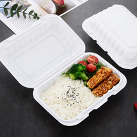Campioni gratuiti di alta qualità contenitore monouso di amido di mais scatola per il pranzo a conchiglia di amido di mais