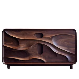 Aparador de Madera Maciza de Nogal Negro Norteamericano Antiguo, Hecho a Mano, Multifuncional, para Sala de Estar, Comedor - Product Image 5