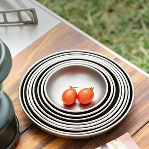 Eco-Friendly Premium Pure <b>Titanium</b> Silver Gray Sandblasted Round <b>Plate</b> Ultralight Portable for Camping & Home Use Keith 350ml - Product Image 2