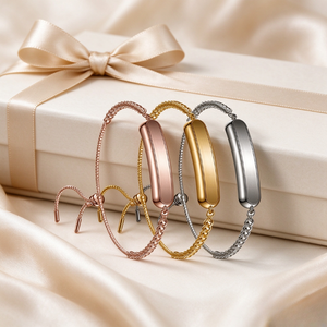 Bracelet réglable en corde tressée, bracelet à breloque en tube métallique uni, bracelet empilable trois couleurs, bijoux de mode pour femmes - Product Image 1