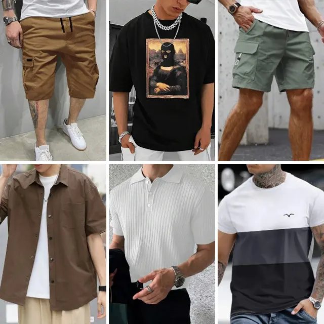 New summer high-quality men's printed casual short sleeved T-shirt pants POLO shirt top mix and match random shipment