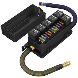 Boîtier de fusibles et de relais pré-câblé 11 voies 12V étanche pour automobile avec 6 prises de relais 4 broches et 11 emplacements de fusibles ATC/ATO - Product Image 1