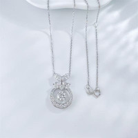 Collana con Pendente in Oro Bianco 18K con Diamante Coltivato in Laboratorio, Charm a Cuore Pulsante a Forma di Farfalla, Gioielli Raffinati da Donna, Catene alla Moda Regolabili