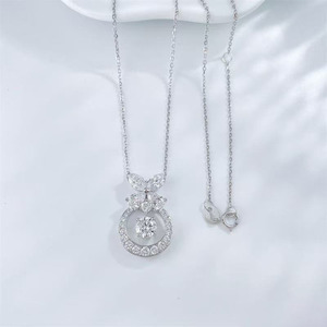 Collar con Colgante de Diamante Cultivado en Laboratorio en Oro Blanco de 18K, Diseño de <span class=keywords><strong>Mariposa</strong></span> con Corazón Latiente, Cadena Ajustable, Joyería Fina para Mujer - Product Image 2