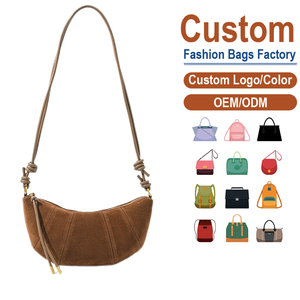 Bolso Croissant de Gamuza Marrón Oscuro, Diseño Retro Premium, Bolso Bandolera, Personalización OEM - Product Image 1