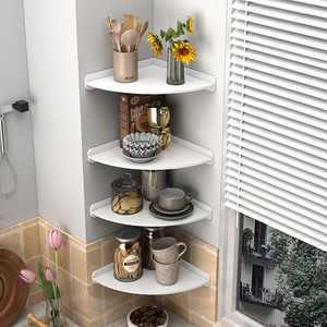 Triangular <b>Storage</b> Rack Wall Mounted Multi Layer <b>Corner</b> Shelf For <b>Kitchen</b> Utensils Spice Cups Space Saving Utility Racks - Product Image 1