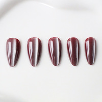 Lot de 24 faux ongles press-on œil-de-chat moyens, style minimaliste, chic et audacieux, couleur unie, tendance, style Hot Girl