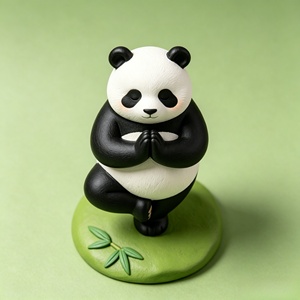 <span class=keywords><strong>Zen</strong></span> dans les bois -- Une figurine de panda yoga mignonne et fantaisiste pour le bureau. Cette figurine est sculptée et fabriquée par Bozhiyi. - Product Image 3