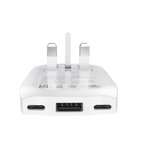 Cargador Rápido GaN de 65W, 2C1A, 3 Puertos, Enchufe Plegable, PD QC, Adaptador de Carga USB C Multipuerto para Laptops, Nuevo