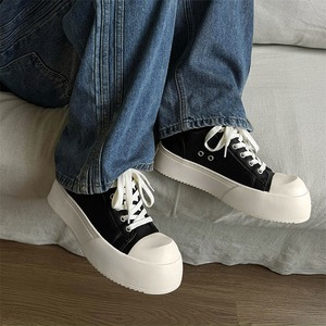 Zapatos casuales negros para hombre, zapatillas blancas, zapatos de suela gruesa que aumentan la altura, estilo británico, zapatos de ala ancha para hombre - Product Image 4