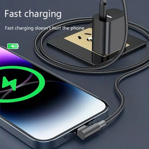 90 °   Cable de Carga Rápida USB C Tipo C para iPhone 17 16 15 <span class=keywords><strong>Pro</strong></span> Max Samsung S25 S24 Xiaomi Redmi <span class=keywords><strong>POCO</strong></span> OnePlus Oppo Vivo - Product Image 4