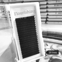 Vente en gros individuelle de cheveux synthétiques premium faits à la main, plateau de cils volumineux, extension de cils en cachemire mat foncé