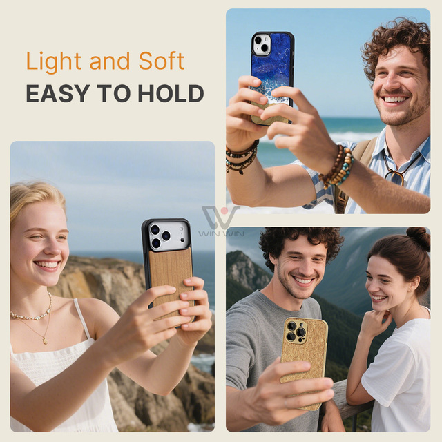 TPU PC Frame Wooden Cases Smartphone Casing Seashell Phone Cases