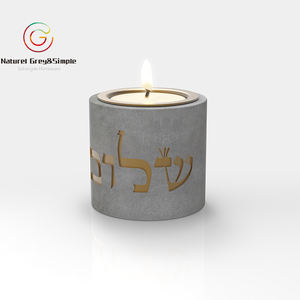 Candelabros de hormigón, candelabros dorados de Israel, pasador de pesca, té, vela - Product Image 2