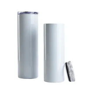 USA Warehouse White Blanks Sublimation Stainless Steel Double Wall Straight Sublimation 20oz Tumbler with Metal Straw