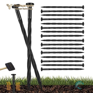 Black Steel Industrial Grade Tent Pegs with Spiral Design and PP Handle for Outdoor Camping All Seasons Use - Product Image 6