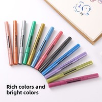 Marqueur permanent double tête souple en plastique, 12 couleurs, pour papier, métal, peinture fluorescente, graffiti, cadeau de vacances
