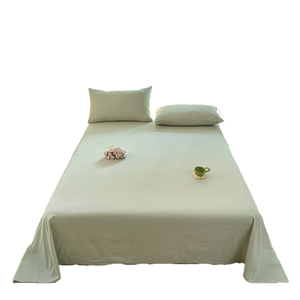 Pure Cotton Washed <b>Bed</b> <b>Sheet</b> Set Solid Color Minimalist Style Single <b>Double</b> Size Home Use Machine Washable Pillowcase Duvet - Product Image 1