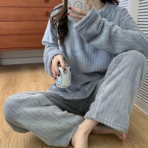 <span class=keywords><strong>Pijamas</strong></span> de Invierno para Mujer, Estilo Vintage, Cintura Elástica, Forro Polar Coral Sólido, Grueso y Cálido, para el Hogar - Product Image 4