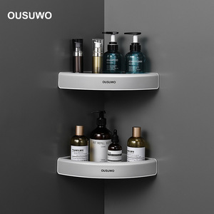 Étagère de rangement pour salle de bain Mengni, 2 niveaux, murale, sans perçage, étagère triangulaire pour douche, toilettes, produits de soins personnels - Product Image 1