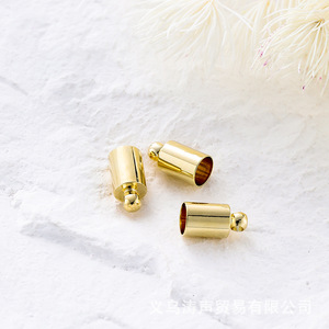 Fermoir cylindrique plaqué or pour bijoux, accessoires DIY pour bracelets et colliers, base en cuivre 14K inaltérable, origine Yiwu - Product Image 4