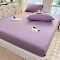Drap-housse uni anti-acariens 100 % coton pour lits King et Queen, parure de lit complète