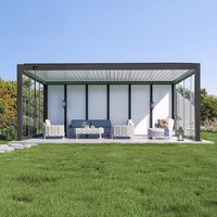 Toit à lames motorisé en aluminium sur mesure pour l'extérieur, imperméable, robuste, avec revêtement en poudre, système de protection solaire, gazebo, pergola bioclimatique