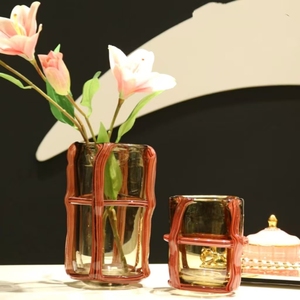 แจกันแก้วตกแต่งทำมือสไตล์วินเทจลายม้าลาย สำหรับตกแต่งภายในบ้าน - Product Image 4