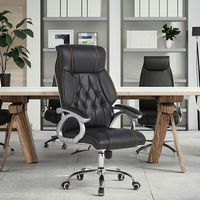 Chaise de bureau de direction ergonomique moderne Ekintop en cuir avec dossier en échelle, hauteur réglable, base pivotante, accoudoirs fixes, métal chromé