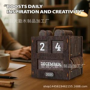 Customized wooden retro pull-out <b>calendar</b>/perpetual <b>calendar</b> for office decoration, vintage and minimalist style. - Product Image 4