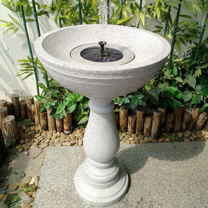 Mangeoire pour oiseaux en pierre artificielle, 30 cm, Fontaine à eau décorative avec panneau solaire et pompe - Product Image 3