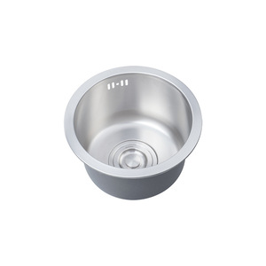304 Stainless Steel Brushed Round <b>Sink</b> 1.0mm Thickness Drop-In Kitchen Bar Counter <b>Small</b> Single Basin Easy To Clean - Product Image 2