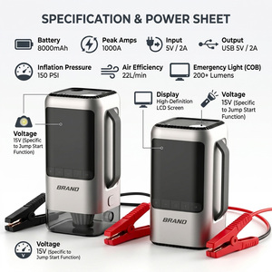 Arrancador de Emergencia Portátil Recargable de Alta Potencia para Automóvil con Compresor de Aire y Bomba de Aire, Kit 811S de Alta Capacidad - Product Image 3