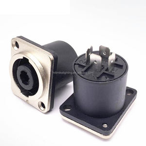 4 pin plug power avec plaque <span class=keywords><strong>de</strong></span> métal carré argenté speakon connecteur prise femelle montage sur panneau connecteur <span class=keywords><strong>pour</strong></span> vidéo haut-parleur - Product Image 3