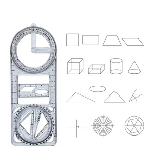 Règle de dessin géométrique multifonctionnelle en plastique Y722, gabarit de dessin et outil de mesure pour les élèves du primaire et du collège - Product Image 1