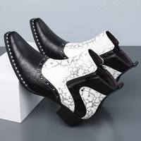 Bottines Chelsea pour hommes grandes tailles, chaussures en cuir à bout haut de style brogue