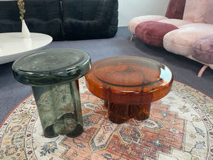 Juego de Mesa de Centro y Mesa Auxiliar de Estilo Moderno Disen, con Tapa Redonda de Vidrio Transparente y Base Tipo Hongo - Product Image 6