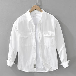 قمصان عمل مقاومة للتجاعيد وقابلة للتنفس بجيبين على الصدر، متعددة الاستخدامات من مزيج القطن، قابلة للتخصيص للرجال، طلبات بالجملة سريعة - Product Image 6