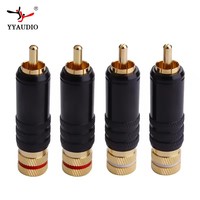 Connecteurs RCA mâles HIFI DIY Noir Cuivre Pur Placage 24K Or Vidéo Audio