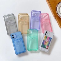 Nouveau TPU Transparent Titulaire De La Carte Portefeuille-Style Téléphone Cas pour iPhone 11 13 14 15 16 Pro Max Personnalisable Logo Mobile Téléphone Cas