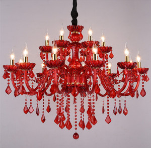L'europe Cristal Bougie ampoule lampe Rouge verre corps Tissu couverture mariage Lustres - Product Image 3