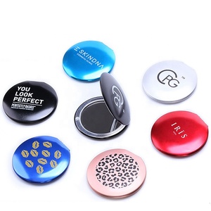 New Design Metal Round Double Makeup Mirror Custom Logo for Hand Held Mini Pocket Mirror