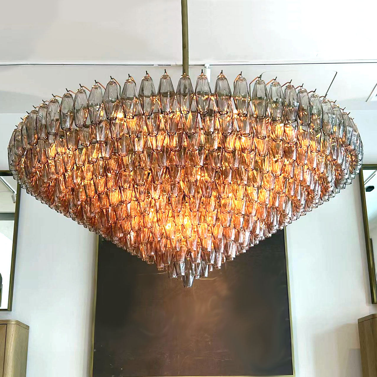Decorative Nordic Style  Modern LED  Lamp Lighting Round Crystal Pendant Luxury Design Hanging High Ceilings Indoor Chandelier